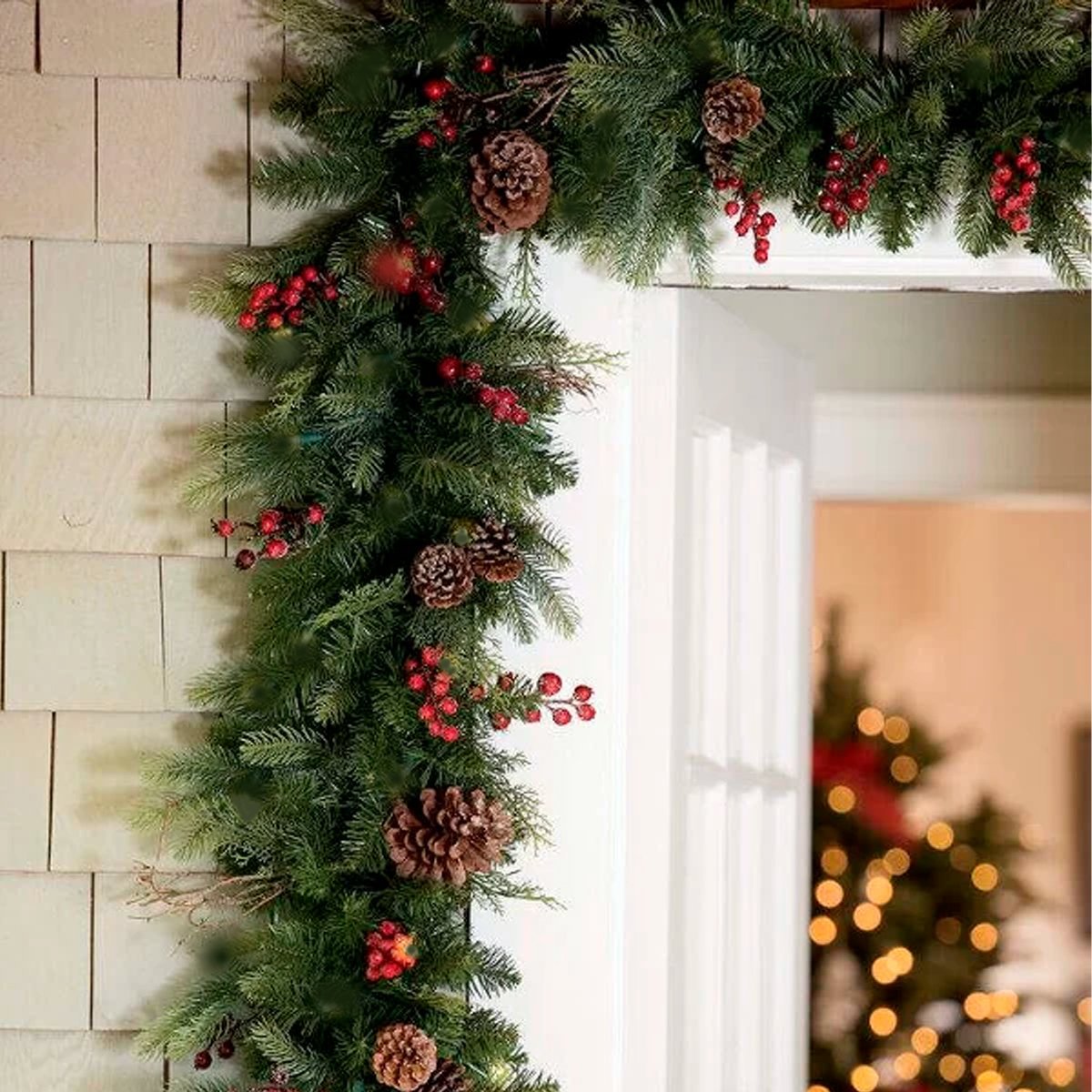 Festão Natalino Luxo Decorado Com Pinhas e Berry Natal 180cm - 3