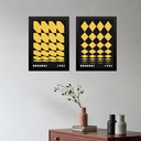 Ver imagem 2 de Kit 2 Quadros Arte Geométrica Bauhaus Preto e Amarelo 45x34cm:moldura Preta