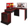 Mesa para Computador Gamer Drx 9000 com Extensora Preto Trama Vermelho - Móveis Leão - 1