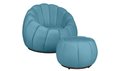 Ver imagem 1 de Kit Poltrona + Puff Decorativo Concha Veludo Azul Tiffany