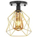 Ver imagem 4 de 2 Lustre Teto Plafon + 2 Lâmpada Led St64 Industrial Aramado Cálice Retrô Luminária Vintage - Preto/