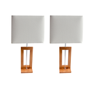 Ver imagem 1 de Kit 02 abajur Esther Madeira Cúpula de tecido Retangular