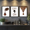 Ver imagem 1 de Kit 3 Quadros Grãos de Café Gotas - On Off 33x24cm - com Vidro:moldura Preta