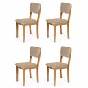 Ver imagem 1 de Kit 4 Cadeiras de Jantar Madeira Maciça Estofadas Ella Bege - Straub Web