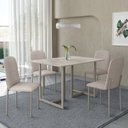 Ver imagem 1 de Mesa Belle 120x80 Tp MDF c/4 Cad Classic Off White/Champagne/Bege