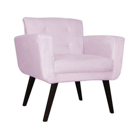 Poltrona Decorativa Geovana Suede Rosê Pés Madeira Ms Decor