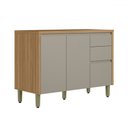 Ver imagem 1 de Balcão de Cozinha 120 Cm Renard 2 Portas 3 Gavetas 100% Mdf Jequitibá/gris Fosco - Pnr Móveis