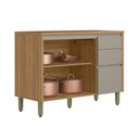 Ver imagem 2 de Balcão de Cozinha 120 Cm Renard 2 Portas 3 Gavetas 100% Mdf Jequitibá/gris Fosco - Pnr Móveis