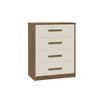 Comoda 4 gavetas 100% MDF Iza Off white/Castanho Fenix - 2