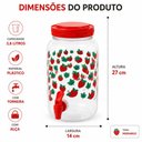 Ver imagem 6 de Suqueira Mesa Geladeira Decorada 3,6L Jarra Dispenser 3600ml Bebidas Suco Agua Vermelha Morango Even