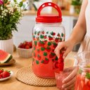 Ver imagem 7 de Suqueira Mesa Geladeira Decorada 3,6L Jarra Dispenser 3600ml Bebidas Suco Agua Vermelha Morango Even