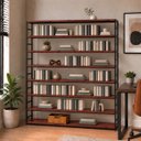 Ver imagem 2 de Estante Multiuso Organizador Livreiro Estilo Industrial 180x180 Preto Mogno