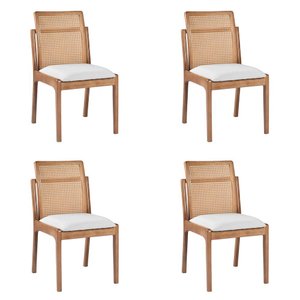 Kit 4 Cadeiras Decorativa Sala de Jantar Luxo Livia Facto Branco - Mozzelar