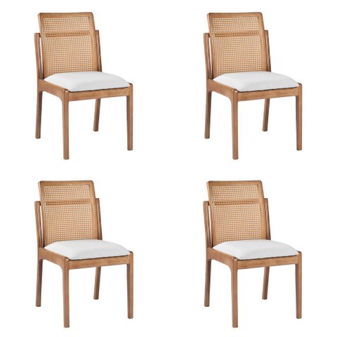 Kit 4 Cadeiras Decorativa Sala de Jantar Luxo Livia Facto Branco - Mozzelar