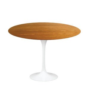 Mesa de Jantar Saarinen Tulipa Redonda - 120 Cm - Madeira Freijo - Base Branca