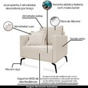 Ver imagem 3 de Poltrona Decorativa Pés em Aço Stagno Linho Pérola - Gran Belo