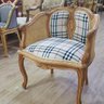 Poltrona Luis Xv Estofado Xadrez Com Palha - 4