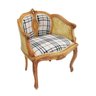 Poltrona Luis Xv Estofado Xadrez Com Palha - 1