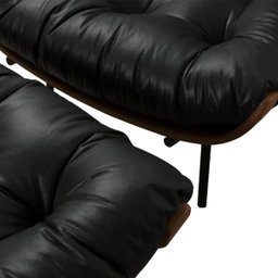 Kit 2 Poltronas Costela com 01 Puff Corino Preto - 6