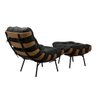 Kit 2 Poltronas Costela com 01 Puff Corino Preto - 7