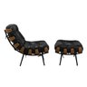 Kit 2 Poltronas Costela com 01 Puff Corino Preto - 2