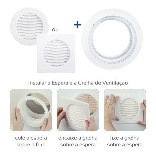 Conjunto Grelha para Circulação de Ar Durak 150Mm Quadrada com Tela + Espera - 2