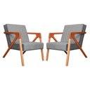 Ver imagem 1 de Conjunto 2 Poltronas Monalisa Com Braços de Madeira Suede Cinza - LM DECOR