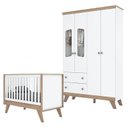 Ver imagem 1 de Berço Americano e Guarda Roupa Infantil Ambiente Confete Branco Brilho Jequitibá Hp - Henn