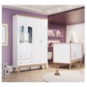 Ver imagem 2 de Berço Americano e Guarda Roupa Infantil Ambiente Confete Branco Brilho Jequitibá Hp - Henn