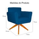 Ver imagem 5 de Kit 2 Poltronas Estofada Base Giratória de Madeira Sala Isabella Suede Azul Royal - Lm Decor