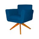 Ver imagem 3 de Kit 2 Poltronas Estofada Base Giratória de Madeira Sala Isabella Suede Azul Royal - Lm Decor