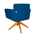 Ver imagem 4 de Kit 2 Poltronas Estofada Base Giratória de Madeira Sala Isabella Suede Azul Royal - Lm Decor