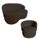 Ver imagem 1 de Kit Namoradeira + Poltrona Decorativa Beatriz Orgânica Bouclé Marrom