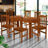 Mesa Com 6 Cadeiras Madeira Maciça Nogueira Érica Pérola Flamingo Móveis - 1