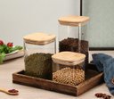 Ver imagem 4 de Conjunto 6 Potes em Vidro Quadrado e Tampa Hermética Bambu