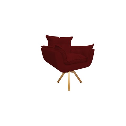 Poltrona Decorativa Opala Base Giratória Suede Marsala Mz Decor