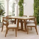 Ver imagem 1 de Mesa Sion 1,60 com 6 Cadeiras Sextavada Freijó/off/bouclé Off - M.a Freijó/off Premium/bouclé