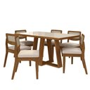 Ver imagem 2 de Mesa Sion 1,60 com 6 Cadeiras Sextavada Freijó/off/bouclé Off - M.a Freijó/off Premium/bouclé