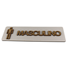 Placa Sinalização Banheiro Aviso Masculino Madeira Mdf Branca Em Relevo Natural - 1