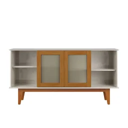 Buffet Aparador Off White com Amêndoa Detroit com 4 Portas Tebarrot Móveis - 3