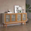 Ver imagem 7 de Buffet Aparador Off White com Amêndoa Detroit com 4 Portas Tebarrot Móveis