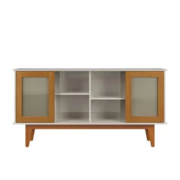 Buffet Aparador Off White com Amêndoa Detroit com 4 Portas Tebarrot Móveis - 2