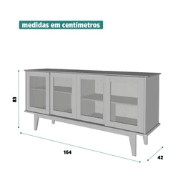 Buffet Aparador Off White com Amêndoa Detroit com 4 Portas Tebarrot Móveis - 8