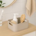 Ver imagem 4 de Kit 8 Caixas Organizadoras Tam P Bege Coza 1,75l Empilhaveis 18x15cm Banheiro Lavanderia