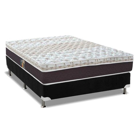 Cama Box Casal: Colchão Molas Pocket Ensacadas Castor Class Híbrido + Base CRC Suede Black(138x188)