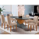 Ver imagem 1 de Mesa Aster 180 Tampo em Mdf Canto Reto com 6 Cadeiras Liz Moderna