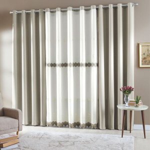 Cortina Sala 300 x 250 cm Quebec Voal Com Forro Caqui Sultan