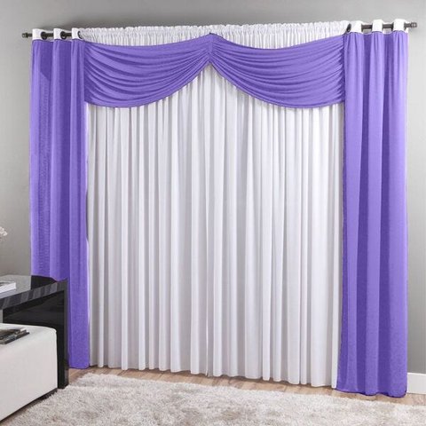 Cortina Sala 300 x 250 cm Malha com Bandô Dubai Lilas