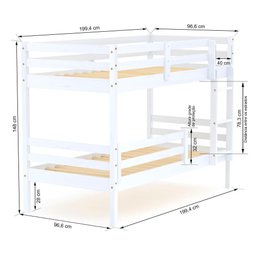 Beliche Solteiro Slim com Grade de Proteção Madeira Maciça Branco Housin - 3