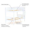 Ver imagem 4 de Beliche Solteiro Slim com Grade de Proteção Madeira Maciça Branco Housin